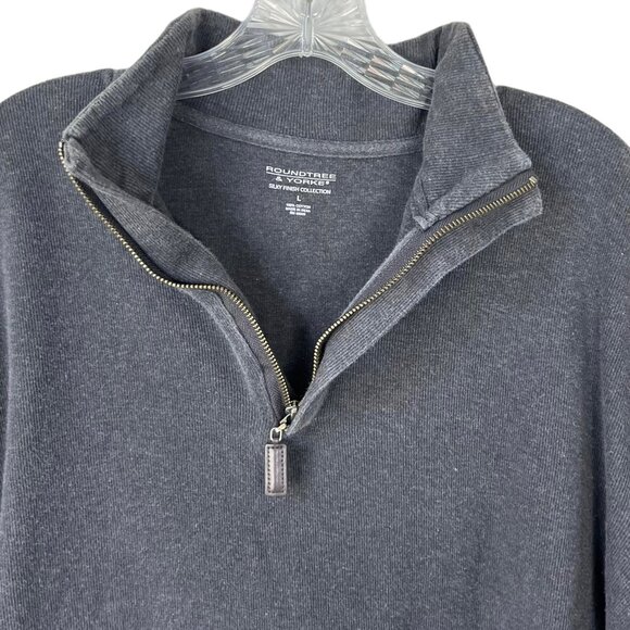 Roundtree & Yorke Mens Sweater Mens Large Gray Pull Over 1/4 Zip - Picture 5 of 7